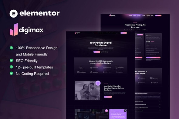 Digimax - Digital Marketing Agency Elementor Pro Template Kit - Business & Services Elementor